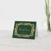 ヴィンテージ1920s Deco Forest Green'結婚s Thank You カード (正面)
