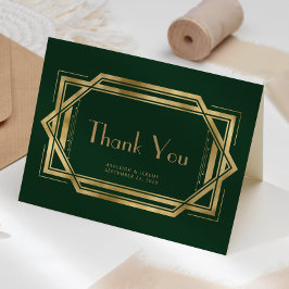 ヴィンテージ1920s Deco Forest Green'結婚s Thank You カード