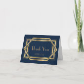 ヴィンテージ1920s Deco Navy Blue'結婚s Thank You カード (正面)