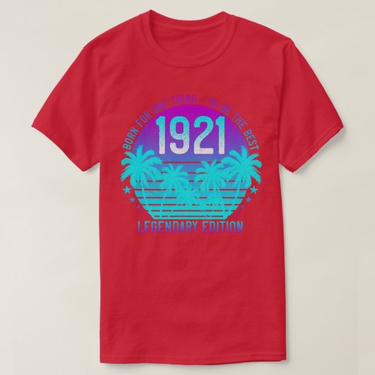 ヴィンテージ1921誕生日第100審美的サンセットパーム Tシャツ (デザイン正面)
