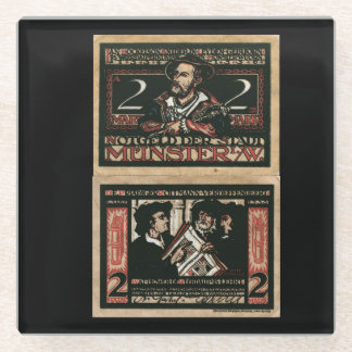 ヴィンテージ1921 2 Mark Notgeld Banknotte Glass Coaste ガラスコースター