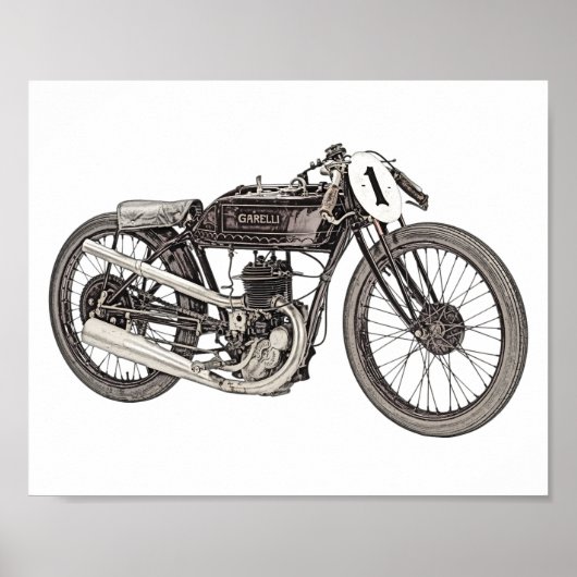 ヴィンテージ1926ガレリーレーシングバイクスケッチ ポスター (正面)