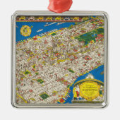 ヴィンテージ1926復元マンハッタンマップクリスマス メタルオーナメント (正面)