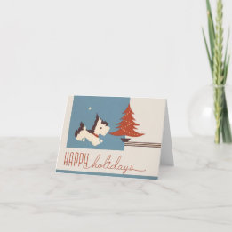 ヴィンテージ1930のスコットランド犬クリスマスカード カード