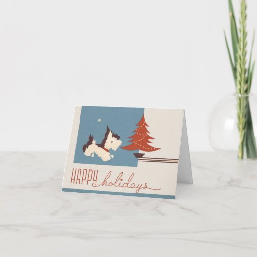 ヴィンテージ1930のスコットランド犬クリスマスカード カード (正面)