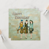 ヴィンテージ1930のファッションイラストレーション カード (正面/裏面インサイチュ)