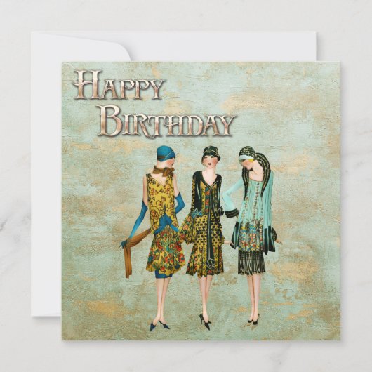 ヴィンテージ1930のファッションイラストレーション カード (正面)