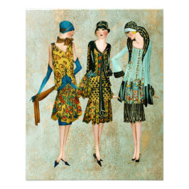 ヴィンテージ1930のファッションイラストレーション フォトプリント           