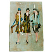 ヴィンテージ1930のファッションイラストレーション ミディアムペーパーバッグ (裏面)