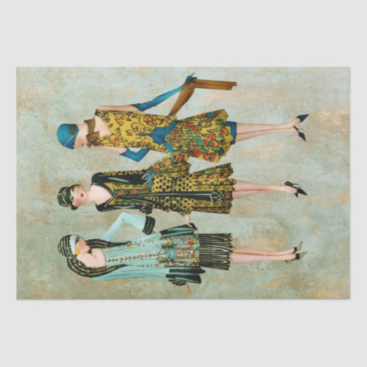 ヴィンテージ1930のファッションイラストレーション 薄葉紙 (正面)