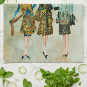 ヴィンテージ1930の女性のクリスマスグリーティング キッチンタオル (折り畳み)