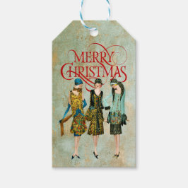 ヴィンテージ1930の女性のクリスマスグリーティング ギフトタグ