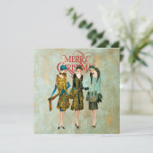 ヴィンテージ1930の女性のクリスマスグリーティング シーズンカード (スタンド正面)