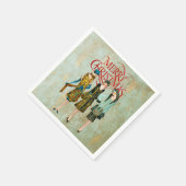 ヴィンテージ1930の女性のクリスマスグリーティング スタンダードカクテルナプキン (角)