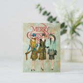 ヴィンテージ1930の女性のクリスマスグリーティング ポストカード (スタンド正面)