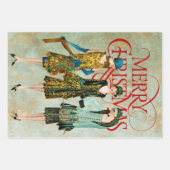 ヴィンテージ1930の女性のクリスマスグリーティング ラッピングペーパーシート (正面3)