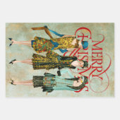 ヴィンテージ1930の女性のクリスマスグリーティング ラッピングペーパーシート (正面)