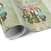 ヴィンテージ1930の女性のクリスマスグリーティング ラッピングペーパー (ロールコーナー)