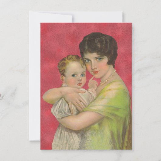 ヴィンテージ1930の母親が子供の赤ちゃんシャワーを保持 招待状 (裏面)