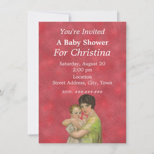 ヴィンテージ1930の母親が子供の赤ちゃんシャワーを保持 招待状 (正面)