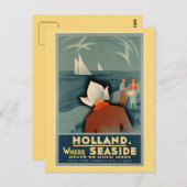 ヴィンテージ1930オランダ海辺の旅行 ポストカード (正面/裏面)