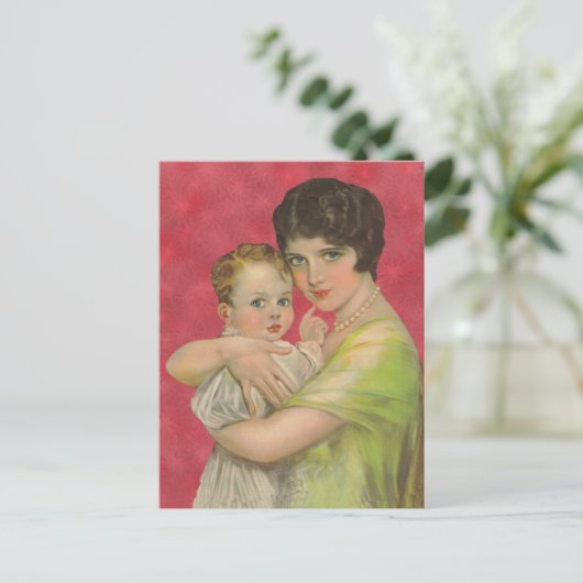 ヴィンテージ1930年の母の持ちベビー母の日 ポストカード (スタンド正面)