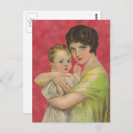 ヴィンテージ1930年の母の持ちベビー母の日 ポストカード (正面/裏面)