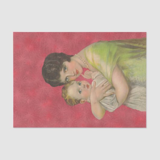 ヴィンテージ1930年の母の持ちベビー母の日 薄葉紙 (正面)