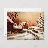 ヴィンテージ1930年代の冬のカントリーシーン ポストカード (正面/裏面)