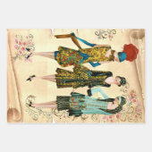 ヴィンテージ1930年代の女性はみすぼらしいシックな背景 ラッピングペーパーシート (正面3)