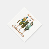 ヴィンテージ1930年代の女性メリークリスマス スタンダードカクテルナプキン (角)