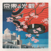 ヴィンテージ1930年代の東京日本旅行ポスターガラス ガラスコースター (正面)