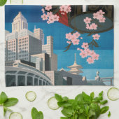 ヴィンテージ1930年代の東京日本旅行ポスタータオル キッチンタオル (折り畳み)