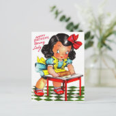 ヴィンテージ1930年代ハッピーバースデーヤング・レディ ポストカード (スタンド正面)