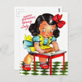 ヴィンテージ1930年代ハッピーバースデーヤング・レディ ポストカード (正面/裏面)