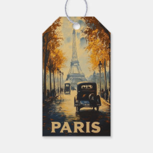 ヴィンテージ1930年代パリ旅行ポスターエッフェルタワー ギフトタグ