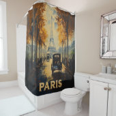 ヴィンテージ1930年代パリ旅行ポスターエッフェルタワー シャワーカーテン (インサイチュ)