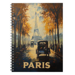 ヴィンテージ1930年代パリ旅行ポスターエッフェルタワー ノートブック
