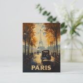 ヴィンテージ1930年代パリ旅行ポスターエッフェルタワー ポストカード (スタンド正面)