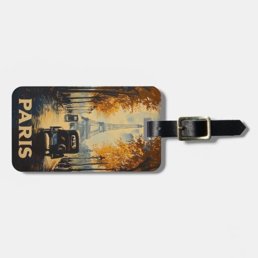 ヴィンテージ1930年代パリ旅行ポスターエッフェルタワー ラゲッジタグ (正面横)