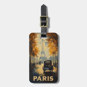 ヴィンテージ1930年代パリ旅行ポスターエッフェルタワー ラゲッジタグ