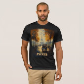 ヴィンテージ1930年代パリ旅行ポスターエッフェルタワー Tシャツ (正面フル)