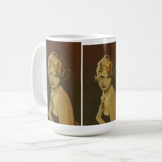 ヴィンテージ1930年代レディースファッションマグカップ コーヒーマグカップ (正面左)