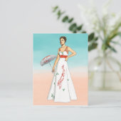 ヴィンテージ1930年代レトロロブスタードレスファッションアート ポストカード (スタンド正面)