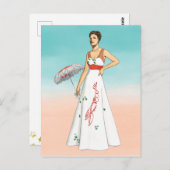 ヴィンテージ1930年代レトロロブスタードレスファッションアート ポストカード (正面/裏面)