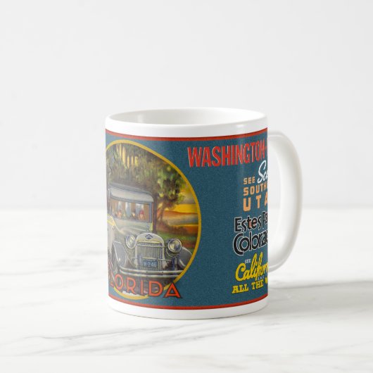 ヴィンテージ1930-40s旅行アメリカ合衆国テーマ コーヒーマグカップ (正面右)