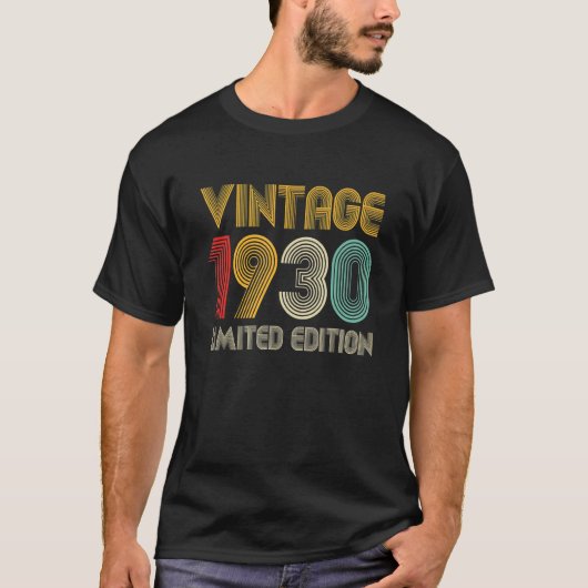 ヴィンテージ1930 92歳92誕生日 Tシャツ (正面)
