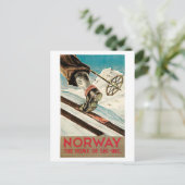 ヴィンテージ1930sノルウェーのスキー旅行広告 ポストカード (スタンド正面)