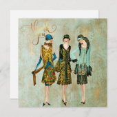 ヴィンテージ1930's女性ありがとう シーズンカード (正面/裏面)