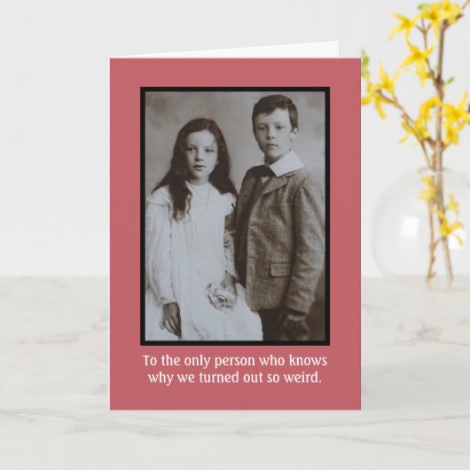 ヴィンテージ1930s風変わり兄弟姉妹誕生日ユーモアのカード カード (黄色い花)